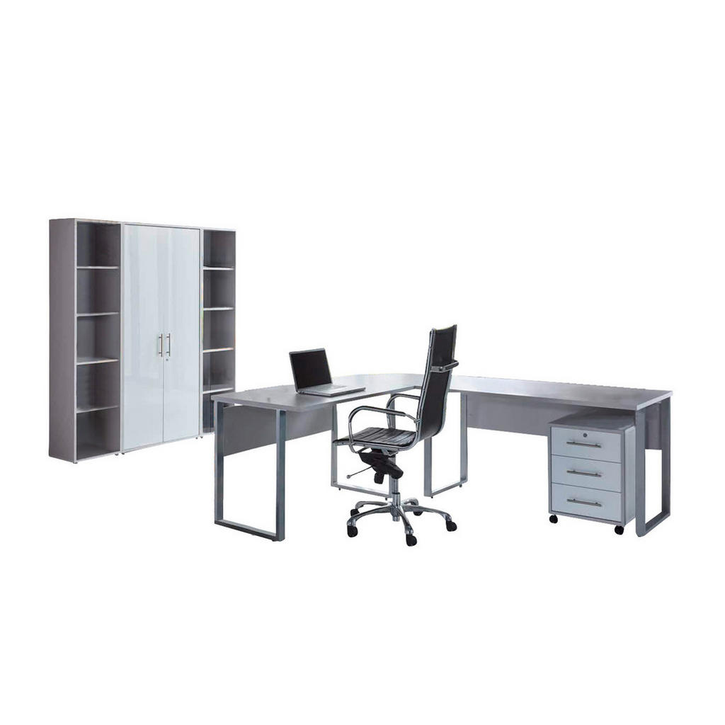 MID.YOU KANCELÁŘ, šedá, vysoce lesklá bílá 1