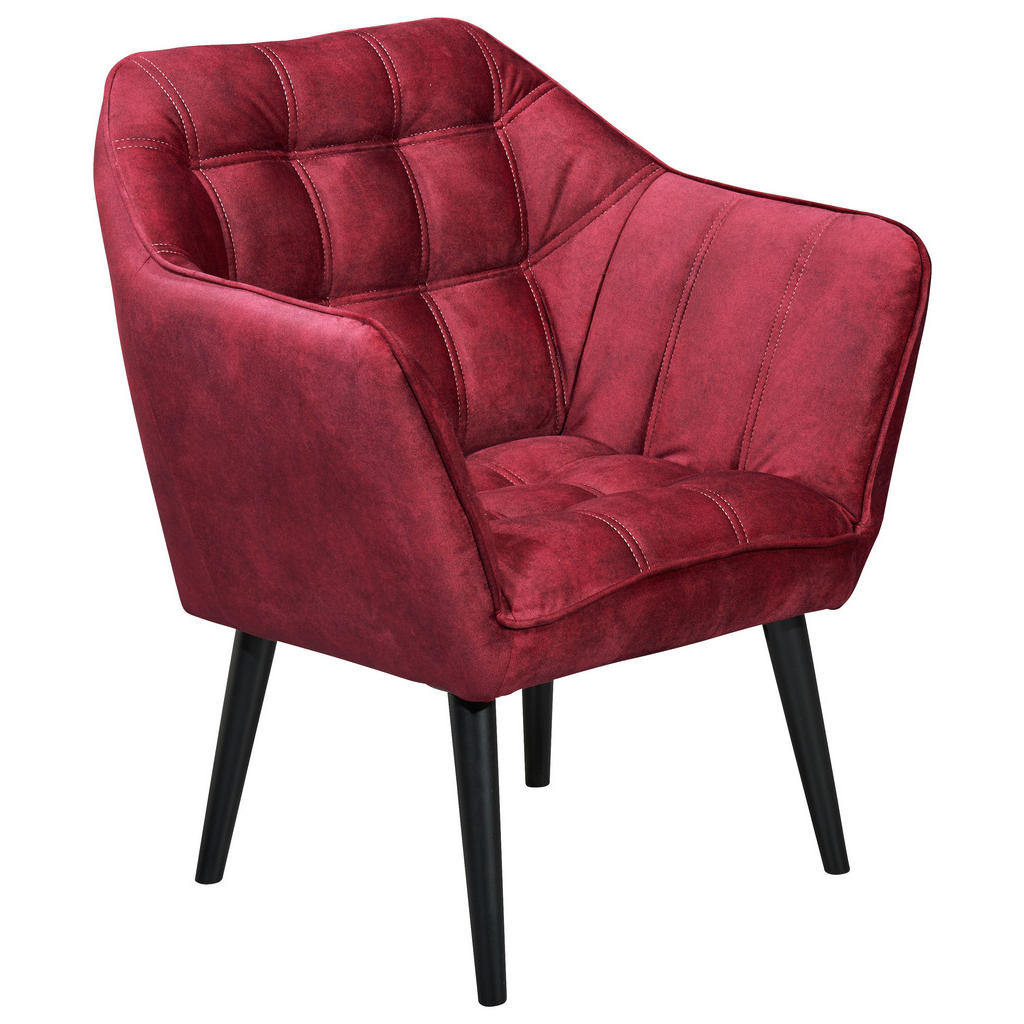 MID.YOU KOKTEJLOVÉ KŘESLO, textil, kompozitní dřevo, vínově červená