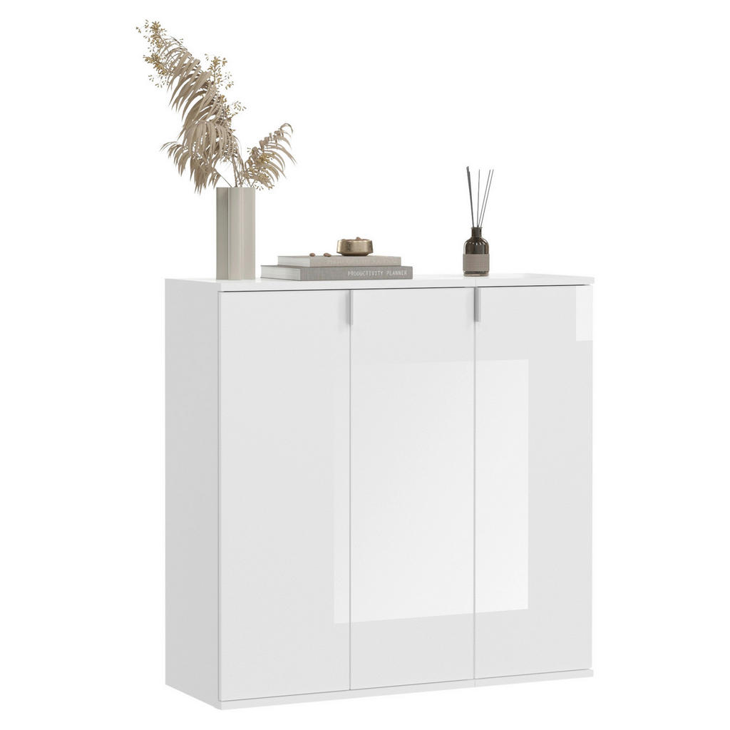 MID.YOU KOMODA, vysoce lesklá bílá, 91/99/34 cm