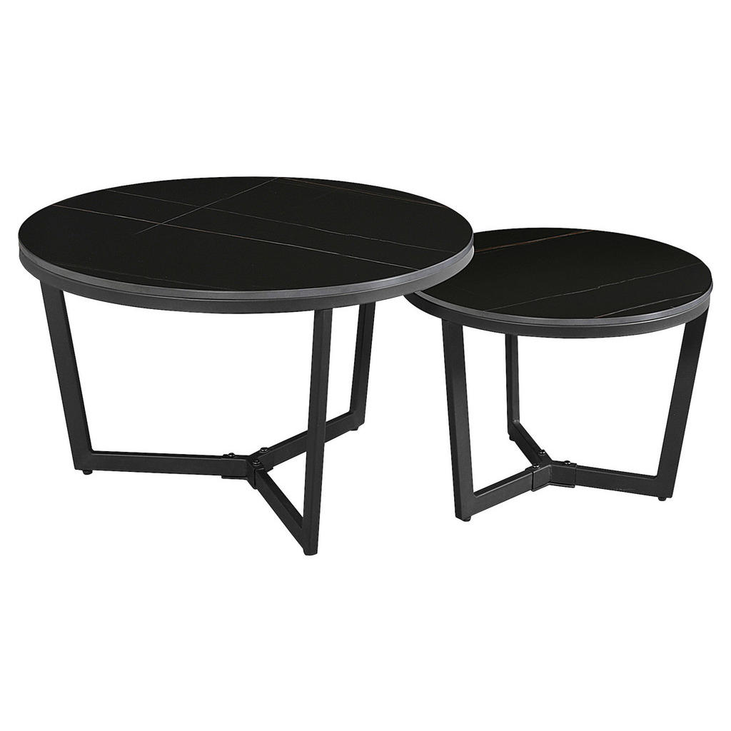 MID.YOU KONFERENČNÍ STOLEK, černá, kov, kámen, 68,5/68,5/43 cm