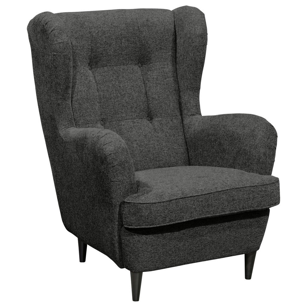 MID.YOU KŘESLO UŠÁK, textil, antracitová