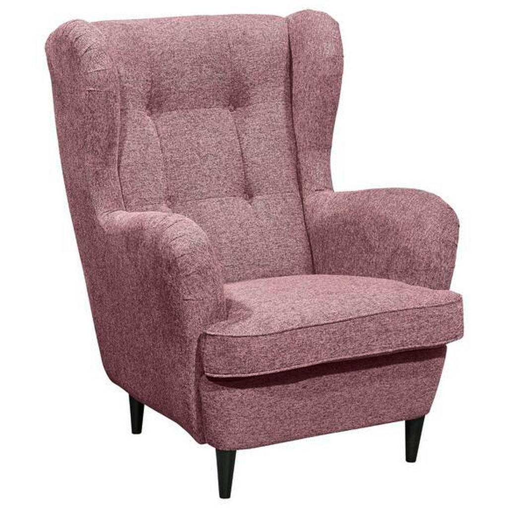 MID.YOU KŘESLO UŠÁK, textil, kompozitní dřevo, růžová