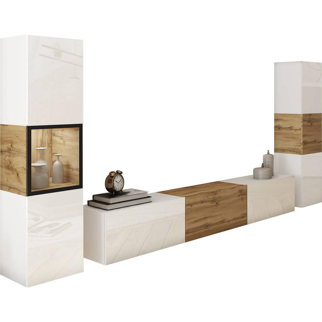 MID.YOU OBÝVACÍ STĚNA bílá, dub wotan 1