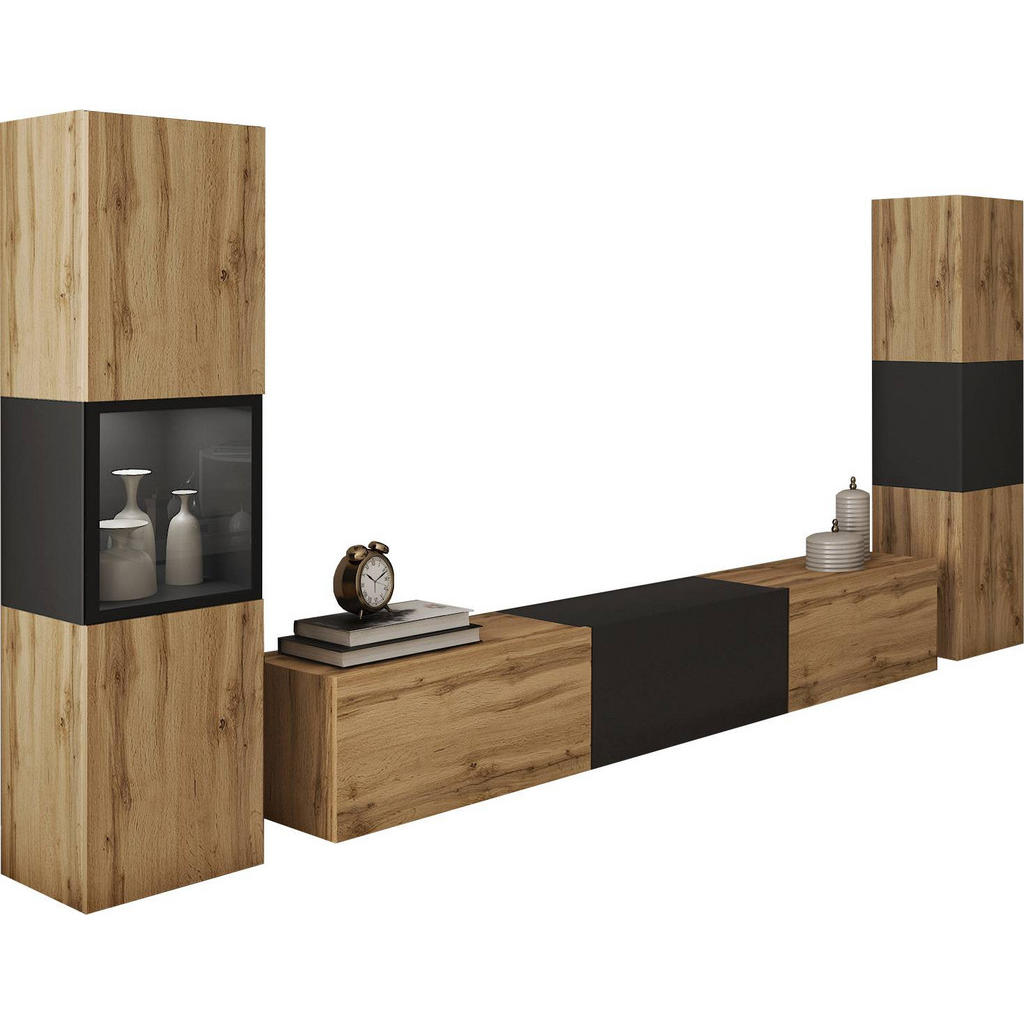 MID.YOU OBÝVACÍ STĚNA černá, dub wotan 1