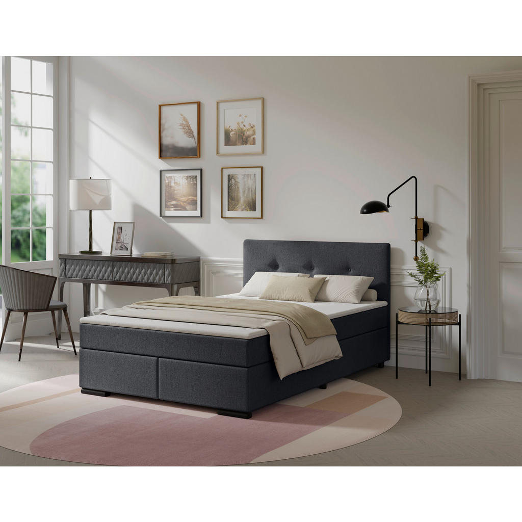 MID.YOU POSTEL BOXSPRING, 140/200 cm, antracitová