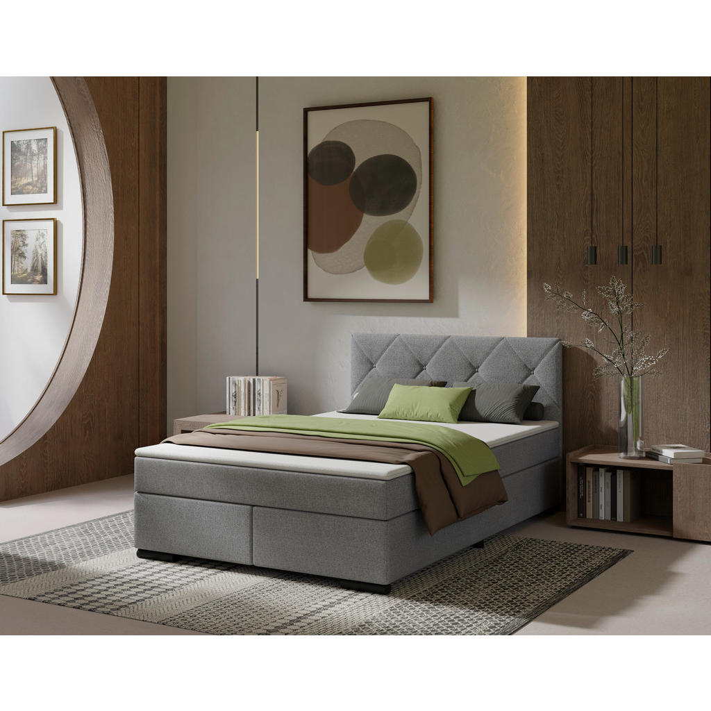MID.YOU POSTEL BOXSPRING, 140/200 cm, světle šedá