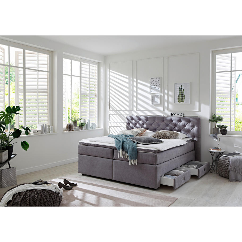 MID.YOU POSTEL BOXSPRING, 160/200 cm, šedá