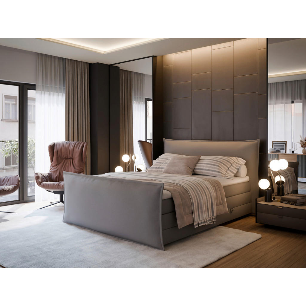 MID.YOU POSTEL BOXSPRING, 180/200 cm, barvy stříbra 1