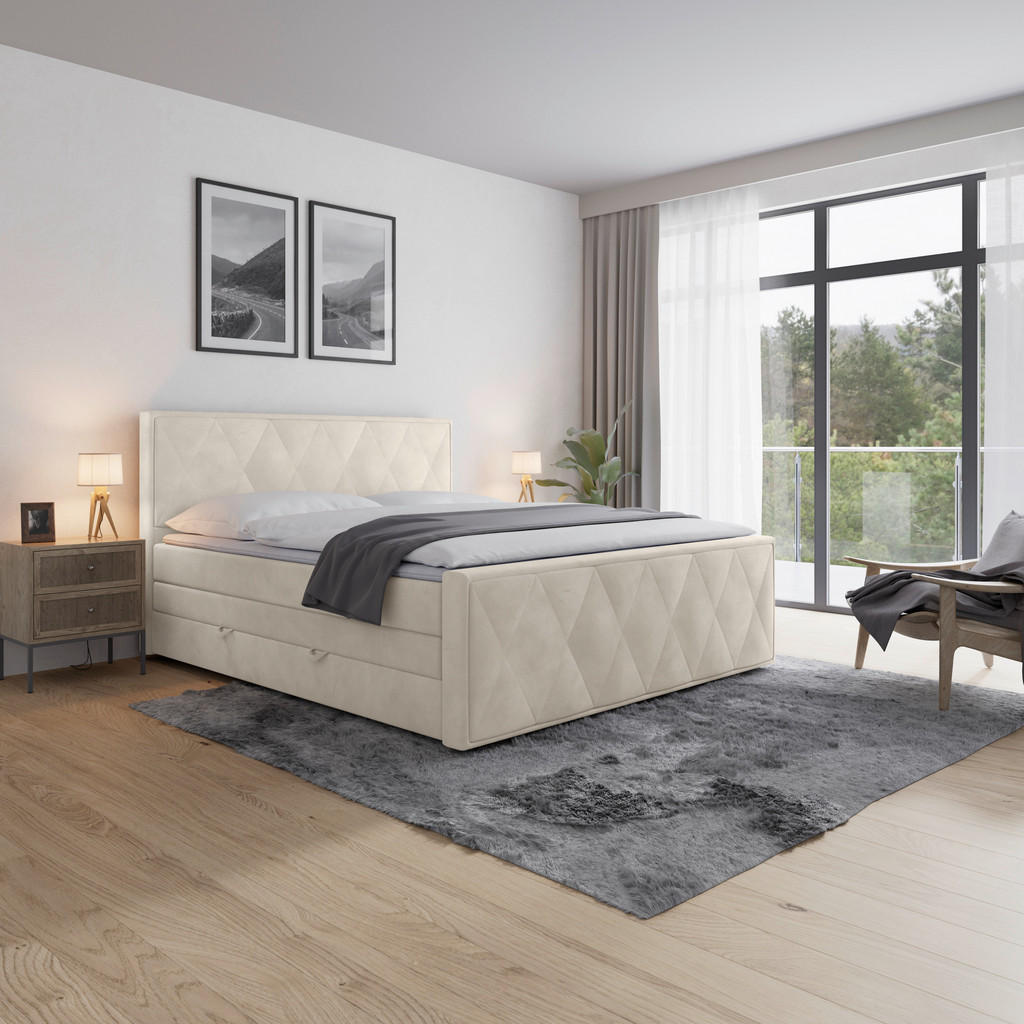 MID.YOU POSTEL BOXSPRING, 180/200 cm, bílá 1