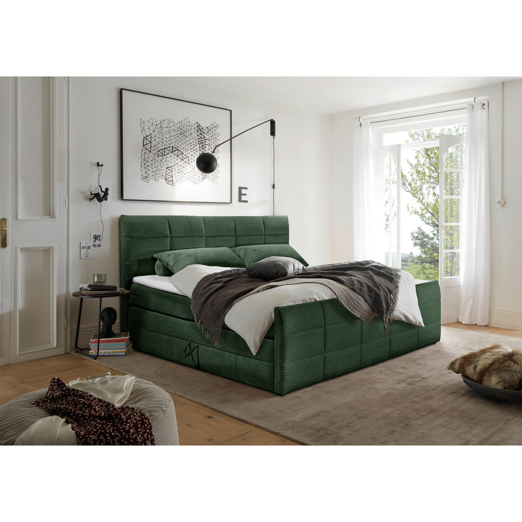 MID.YOU POSTEL BOXSPRING, 180/200 cm, olivově zelená