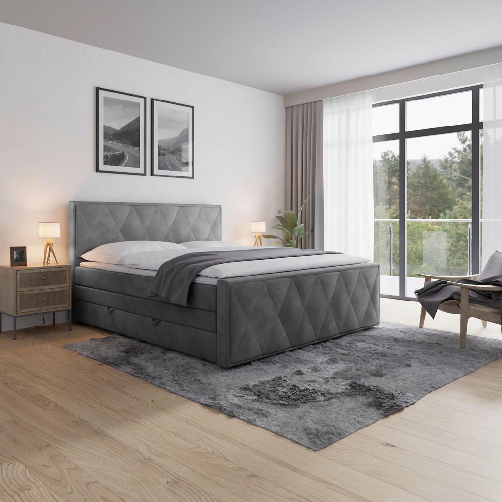 MID.YOU POSTEL BOXSPRING, 180/200 cm, světle šedá 1