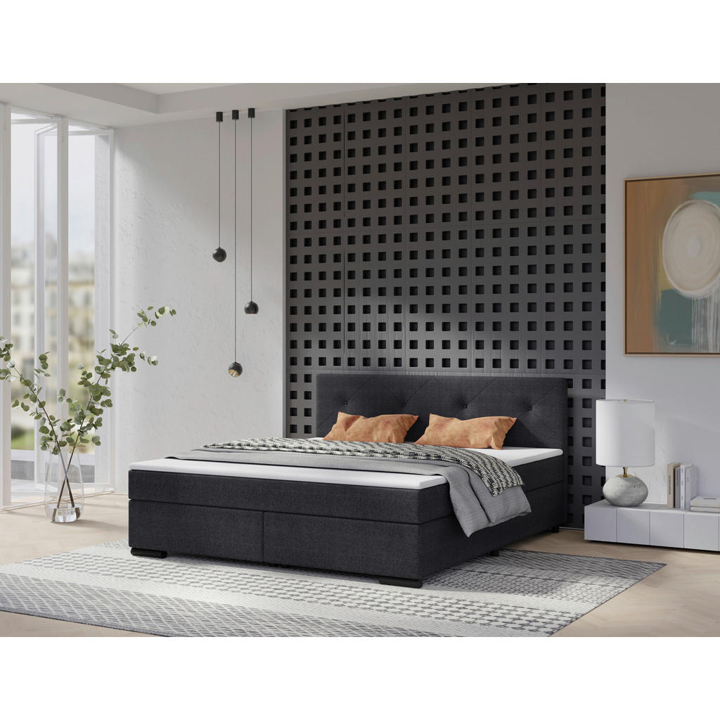 MID.YOU POSTEL BOXSPRING, 180/220 cm, antracitová