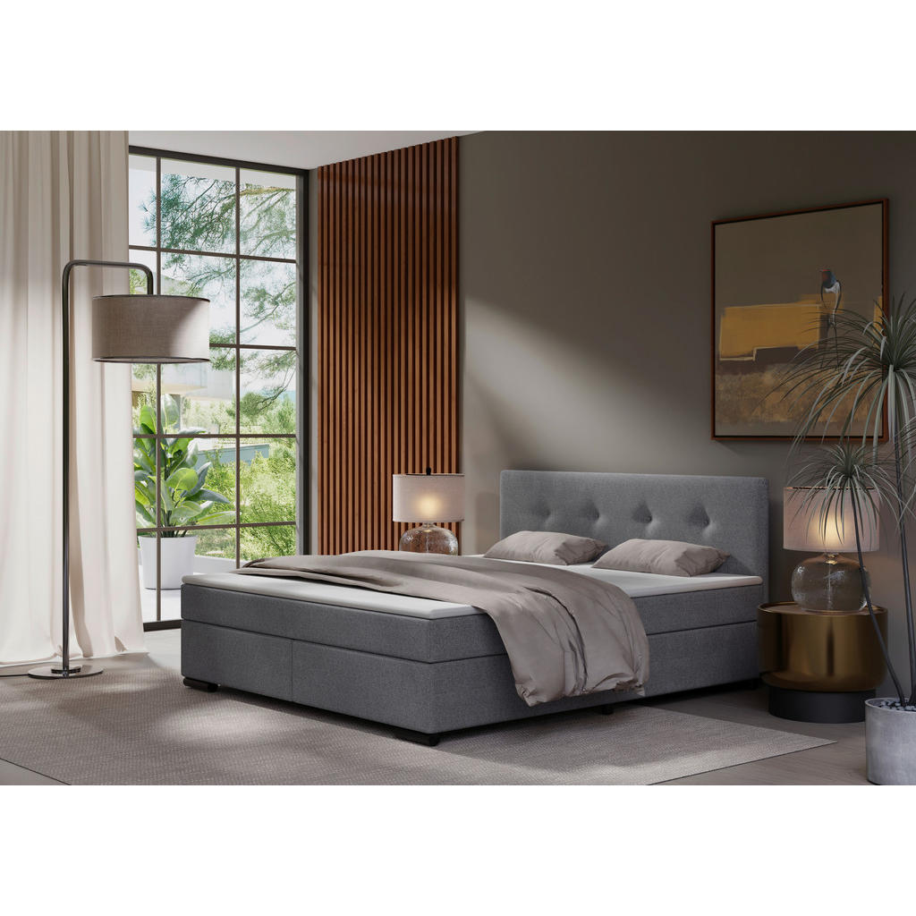 MID.YOU POSTEL BOXSPRING, 180/220 cm, světle šedá
