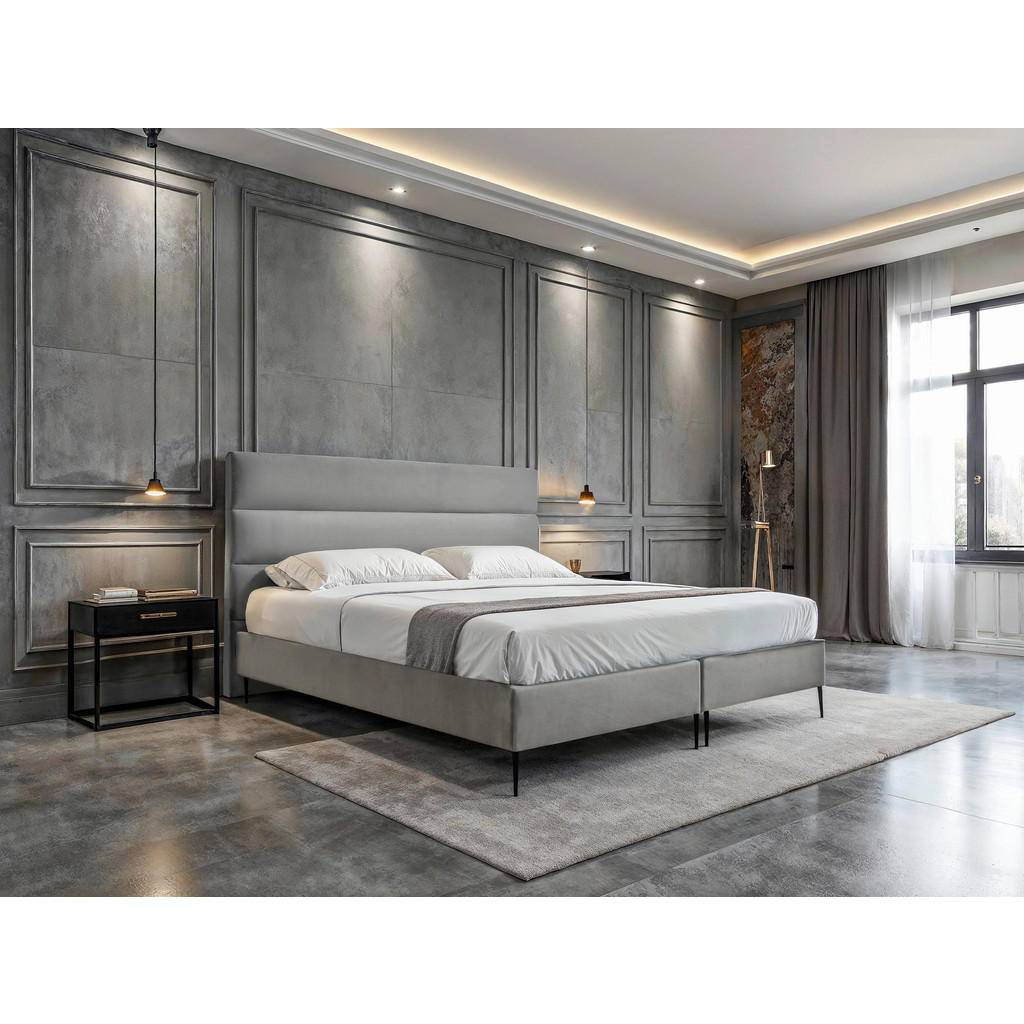 MID.YOU POSTEL BOXSPRING, 200/200 cm, světle šedá 1