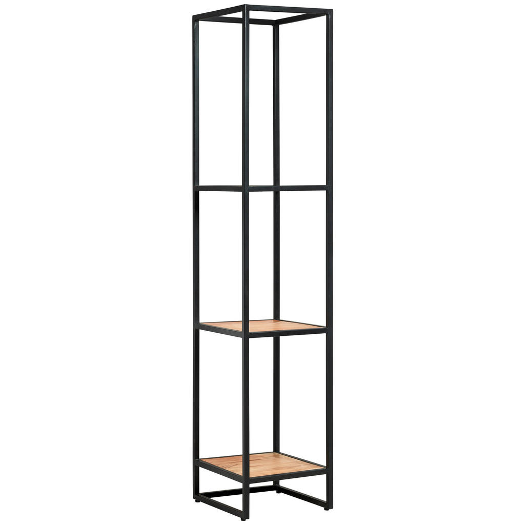 MID.YOU REGÁL, černá, medová, železo, akácie, 37/184/42 cm