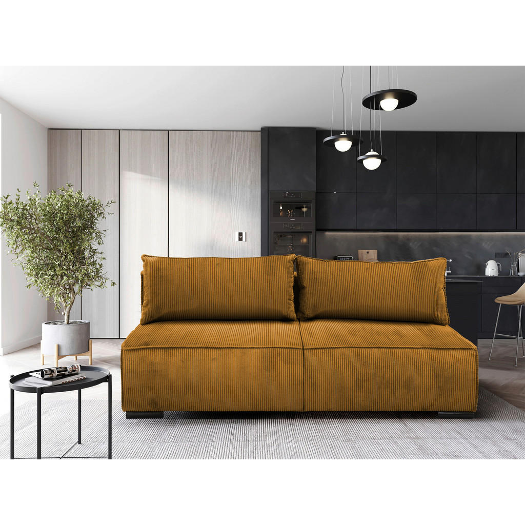 MID.YOU ROZKLÁDACÍ POHOVKA, textil, hořčicově žlutá