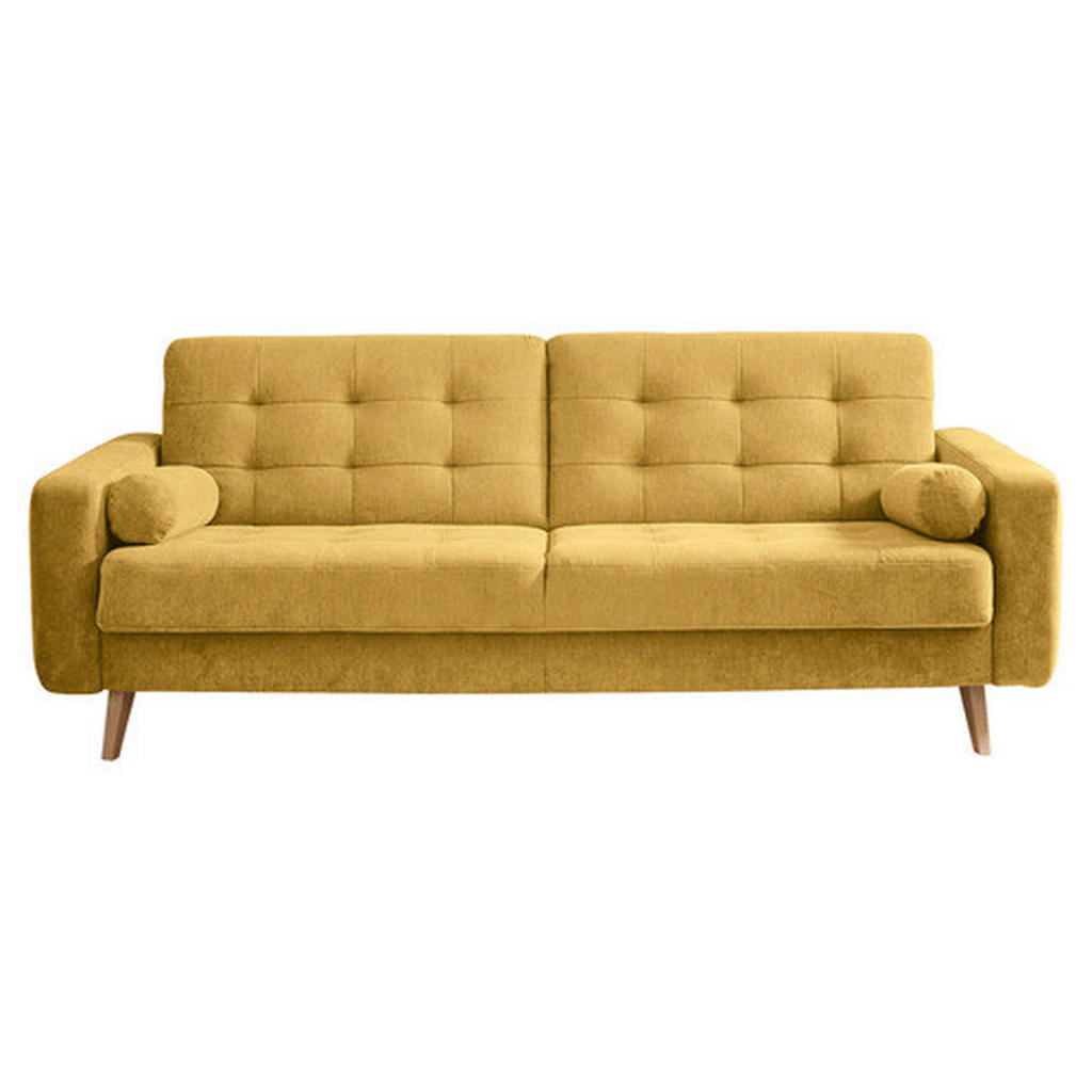 MID.YOU ROZKLÁDACÍ POHOVKA, textil, kompozitní dřevo, žlutá