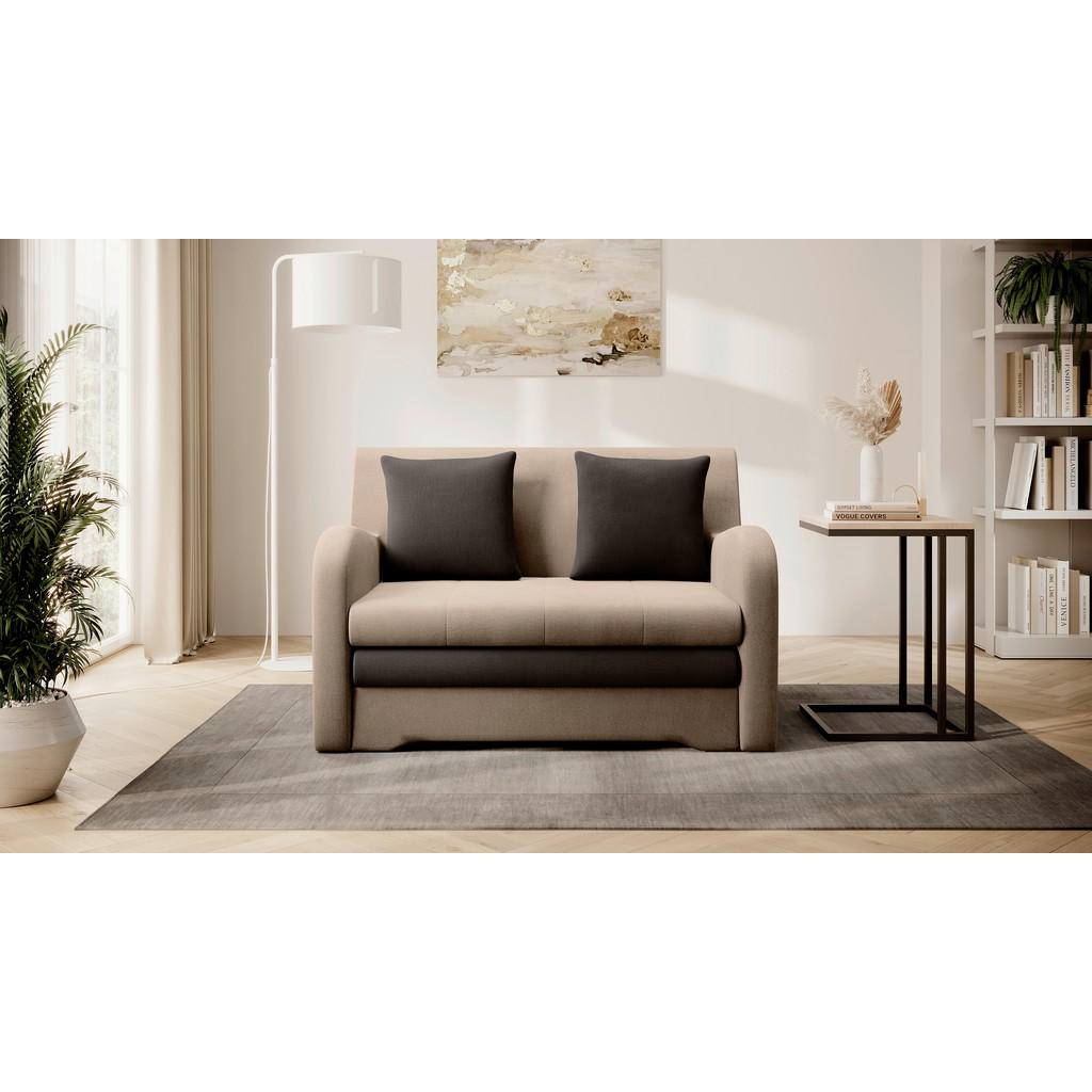 MID.YOU ROZKLÁDACÍ POHOVKA, textil, tmavě hnědá, béžová