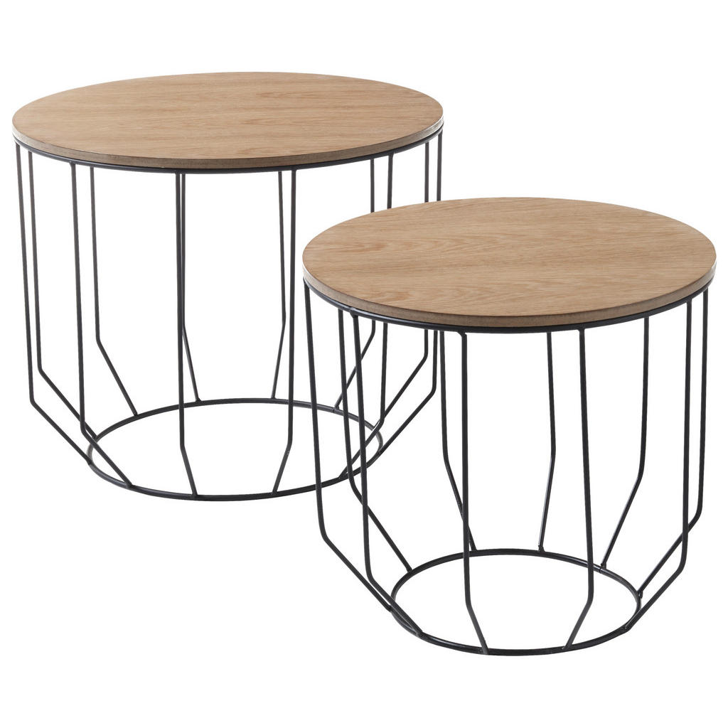 MID.YOU SADA KONFERENČNÍCH STOLKŮ, černá, barvy dubu, kov, kompozitní dřevo, 50/40/50 cm