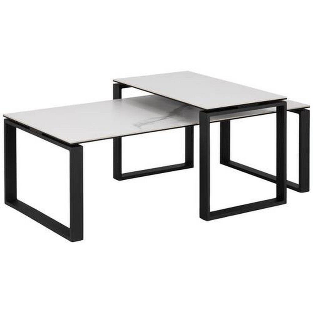 MID.YOU SADA KONFERENČNÍCH STOLKŮ, černá, bílá, kov, sklo, 115/55/45 cm