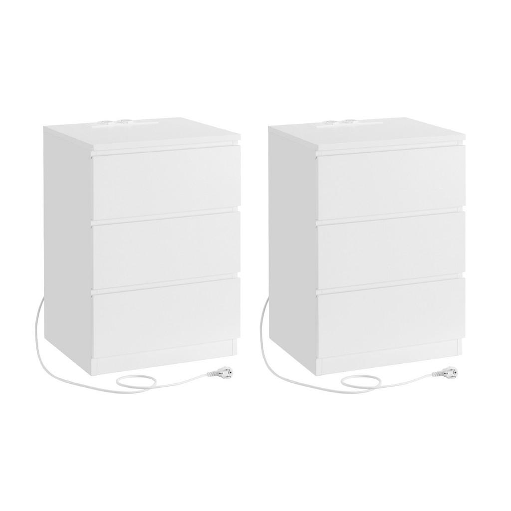 MID.YOU SADA NOČNÍCH STOLKŮ, bílá, 40/59/35 cm