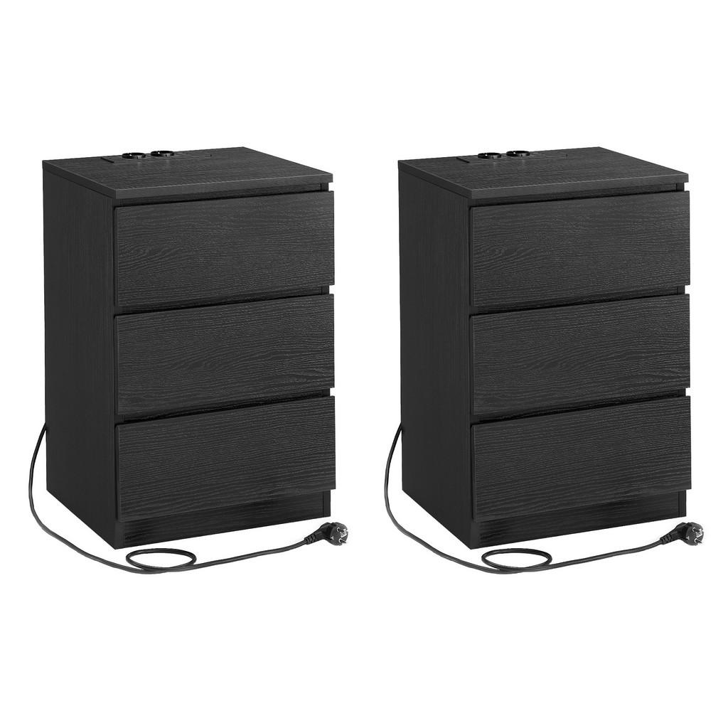 MID.YOU SADA NOČNÍCH STOLKŮ, černá, 40/59/35 cm