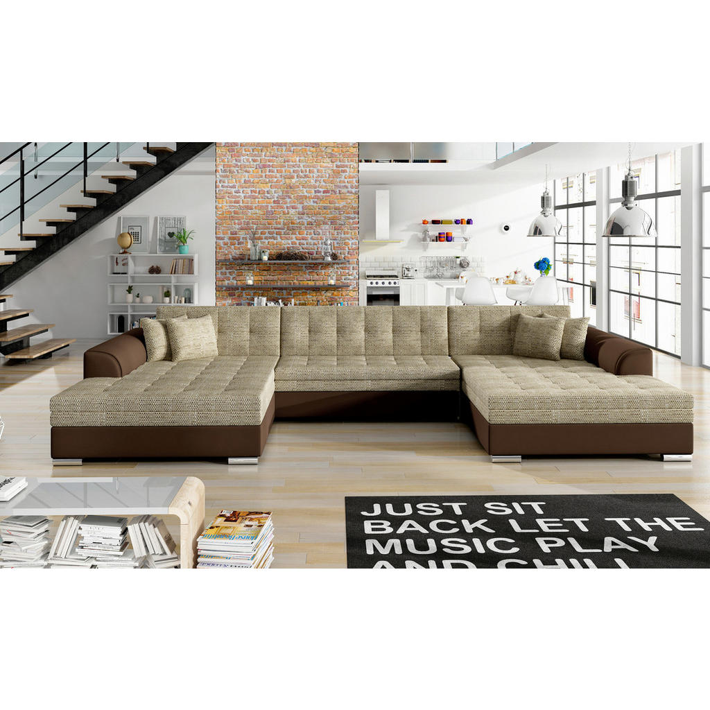 MID.YOU SEDACÍ SOUPRAVA, textil, světle hnědá, červenohnědá