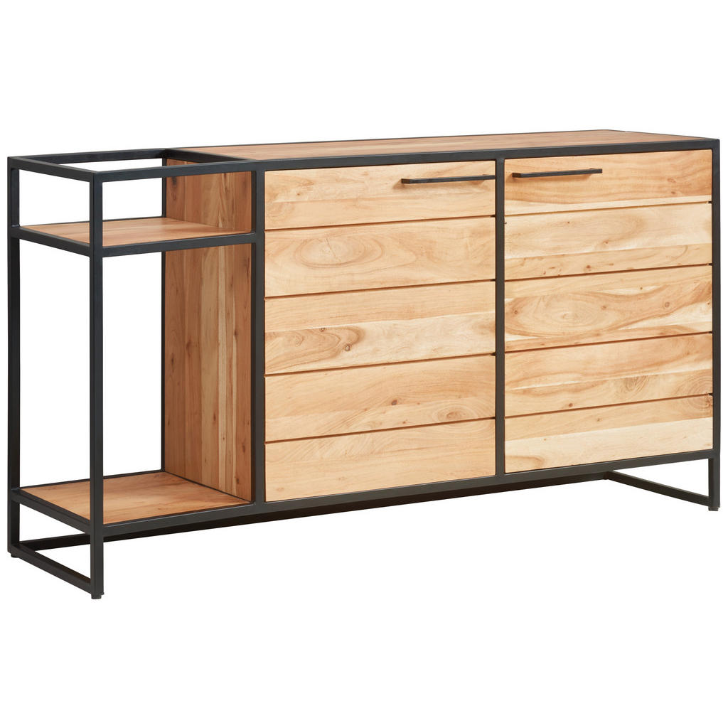 MID.YOU ŠIROKÁ KOMODA, akácie, černá, medová, 149/80/42 cm