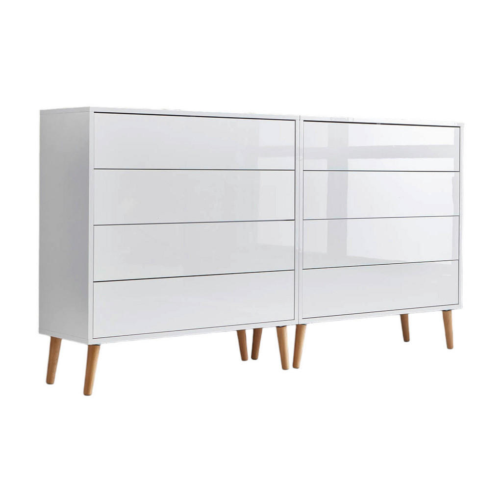 MID.YOU ŠIROKÁ KOMODA, vysoce lesklá bílá, bílá, 158/86/33 cm
