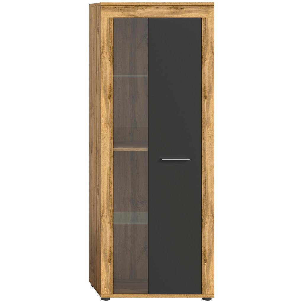 MID.YOU VITRÍNA, šedá, 60/159/35 cm