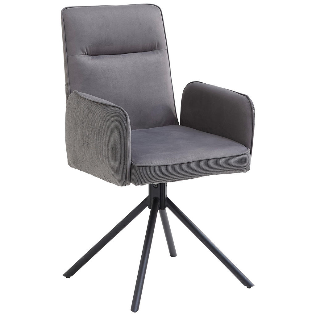 MID.YOU ŽIDLE S PODRUČKAMI, manšestr, samet, šedá, černá