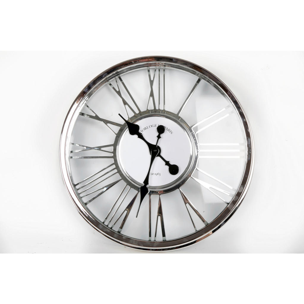 NÁSTĚNNÉ HODINY barvy stříbra, průhledné 45 cm