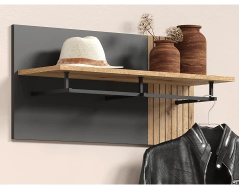 Nástěnný šatní panel Esteban, antracit/dub evoke