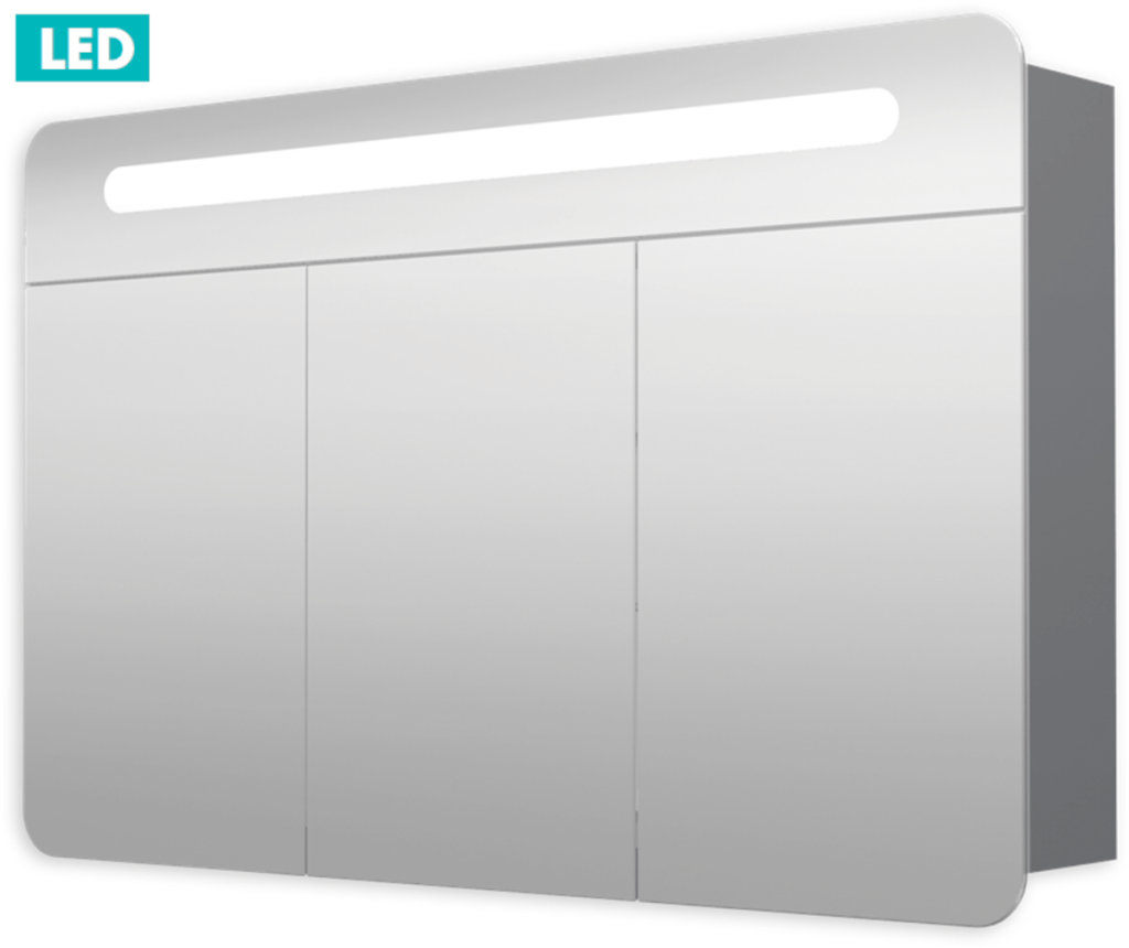 Naturel Zrcadlová skříň 100 cm, 3 dveře, LED osvětlení, zásuvka+vypínač, IP44 GALPIR100LED GALPIR100LED