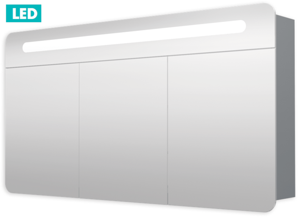 Naturel Zrcadlová skříň 120 cm, 3 dveře, LED osvětlení, zásuvka+vypínač, IP44 GALPIR120LED GALPIR120LED
