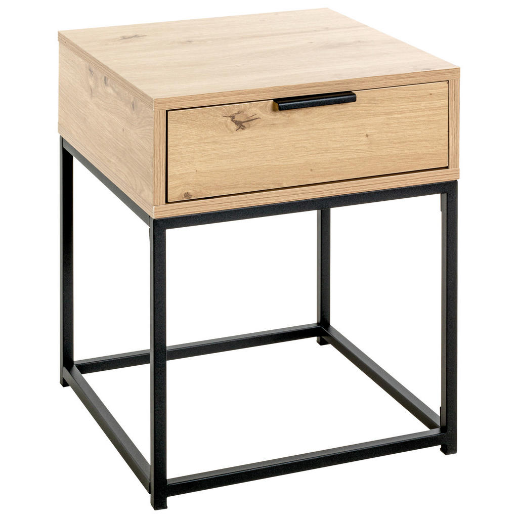 NOČNÍ STOLEK, černá, barvy dubu, 40/50/40 cm