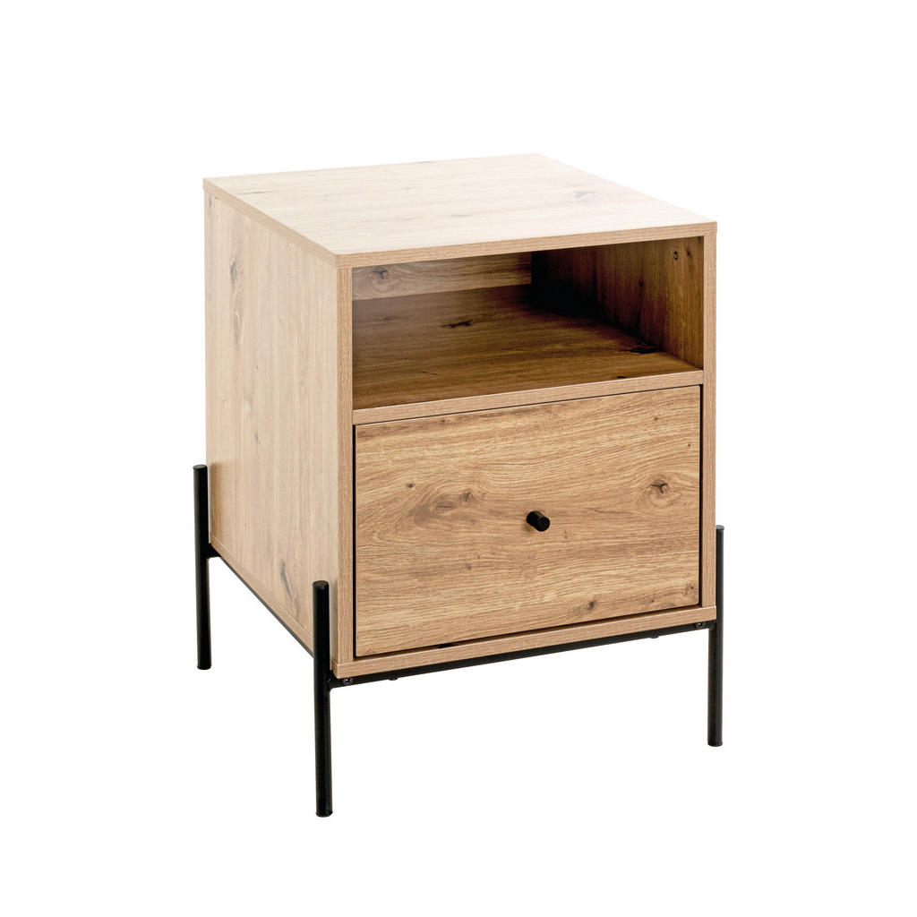 NOČNÍ STOLEK, černá, barvy dubu, 45/60/47 cm