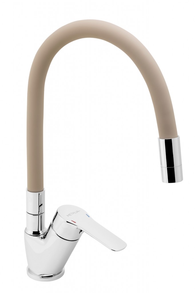 NOVASERVIS Dřezová baterie s béžovým flexi ramenem Metalia 54, chrom 54014F,0BE