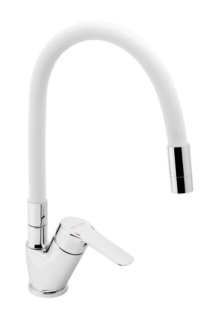 NOVASERVIS Dřezová baterie s bílým flexi ramenem Metalia 54, chrom 54014F,0B