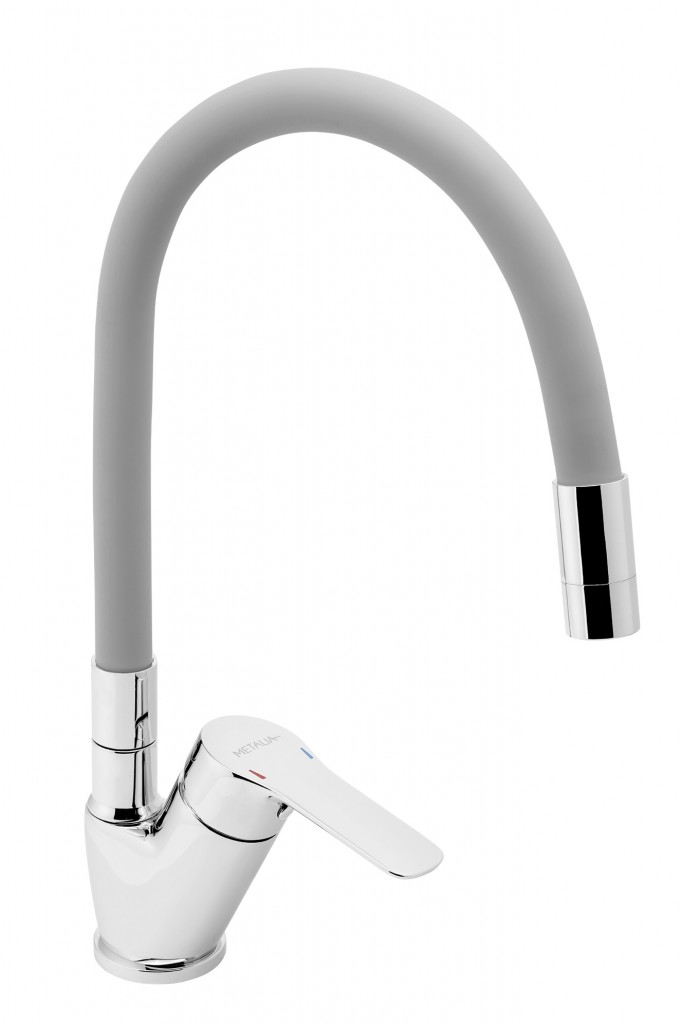 NOVASERVIS Dřezová baterie s šedým flexi ramenem Metalia 54, chrom 54014F,0S