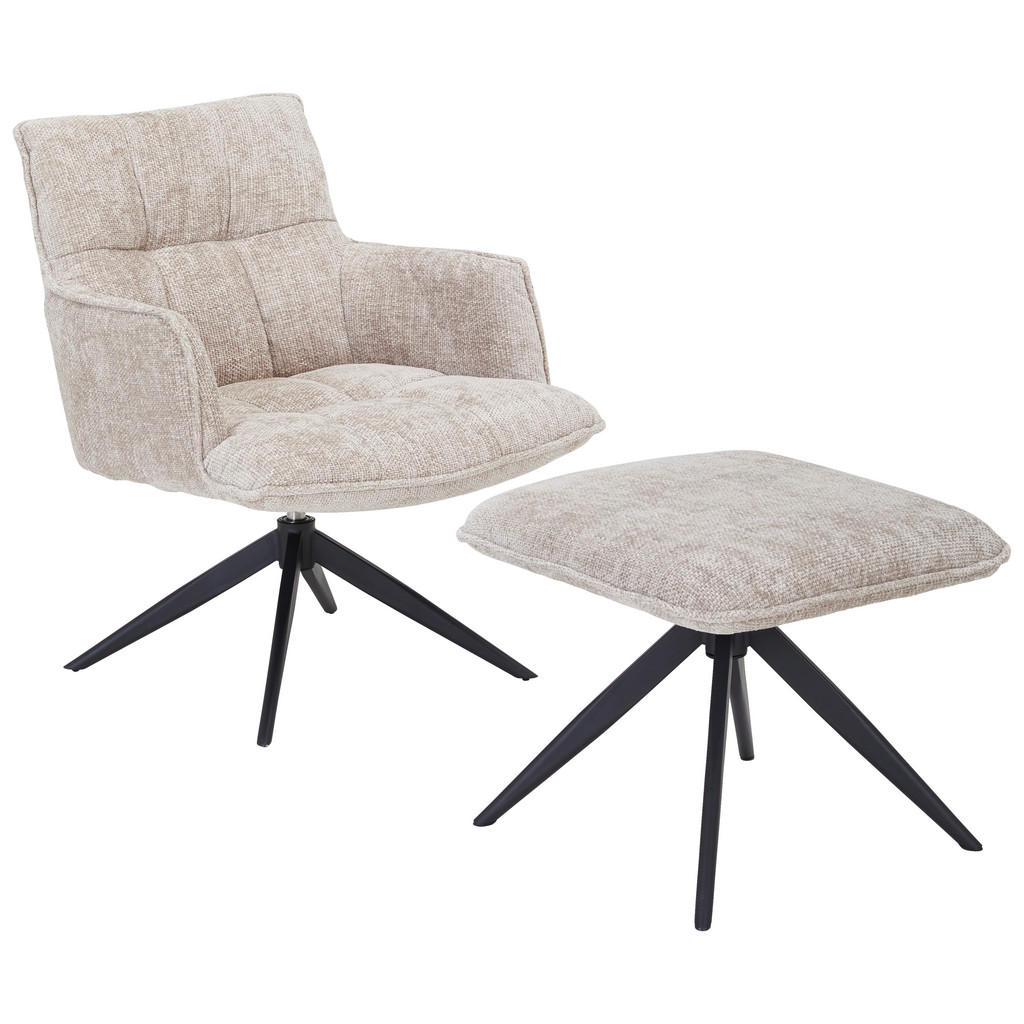 Novel KŘESLO S PODNOŽKOU, kov, textil, černá, béžová