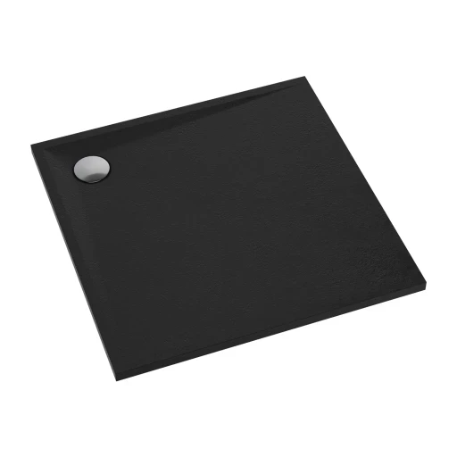 OMNIRES STONE čtvercová sprchová vanička s kamennou strukturou, 80 x 80 cm černá mat /BLM/ STONE80/KBL