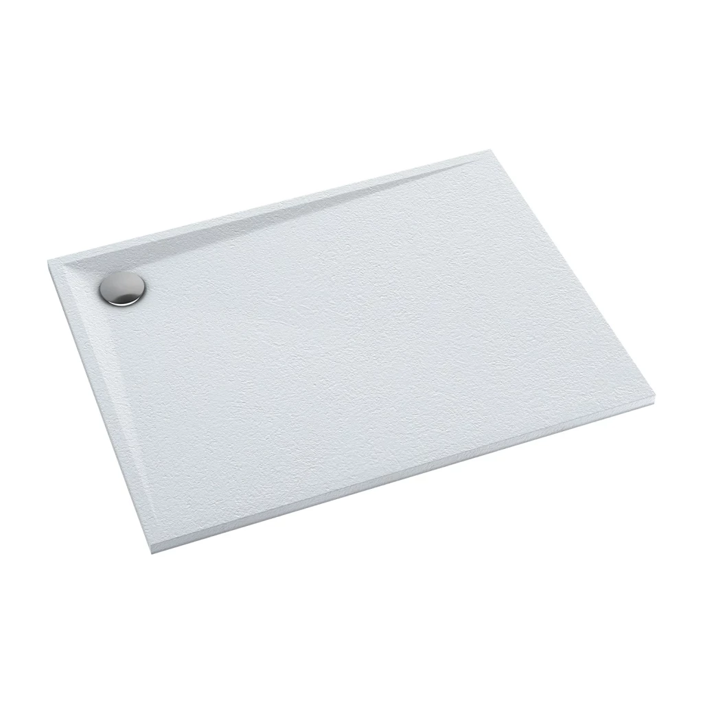 OMNIRES STONE obdélníková sprchová vanička s kamennou strukturou, 90 x 100 cm bílá mat /BM/ STONE90/100BM