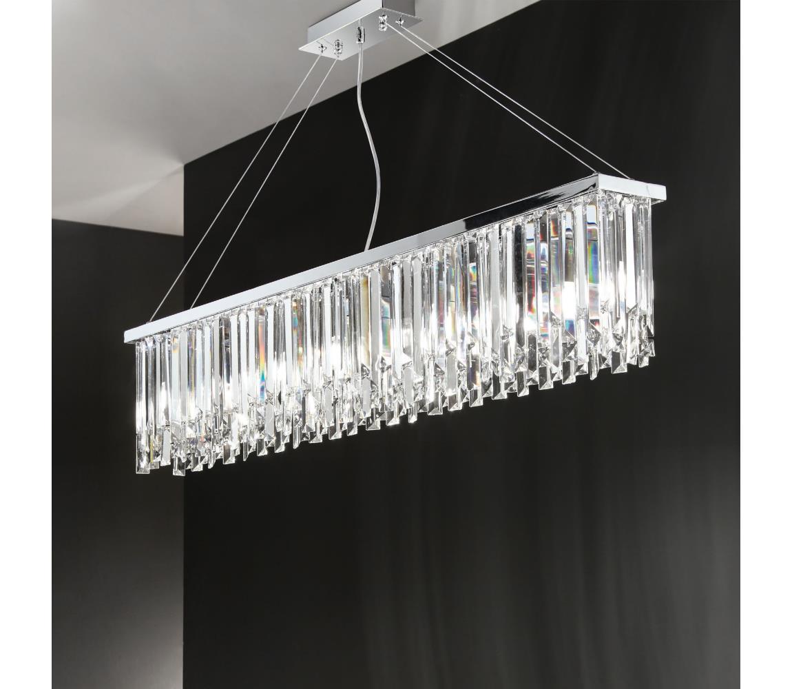 Ondaluce - Křišťálový lustr na lanku BATIDA 8xE14/10W/230V lesklý chrom SO.BATIDA/GR