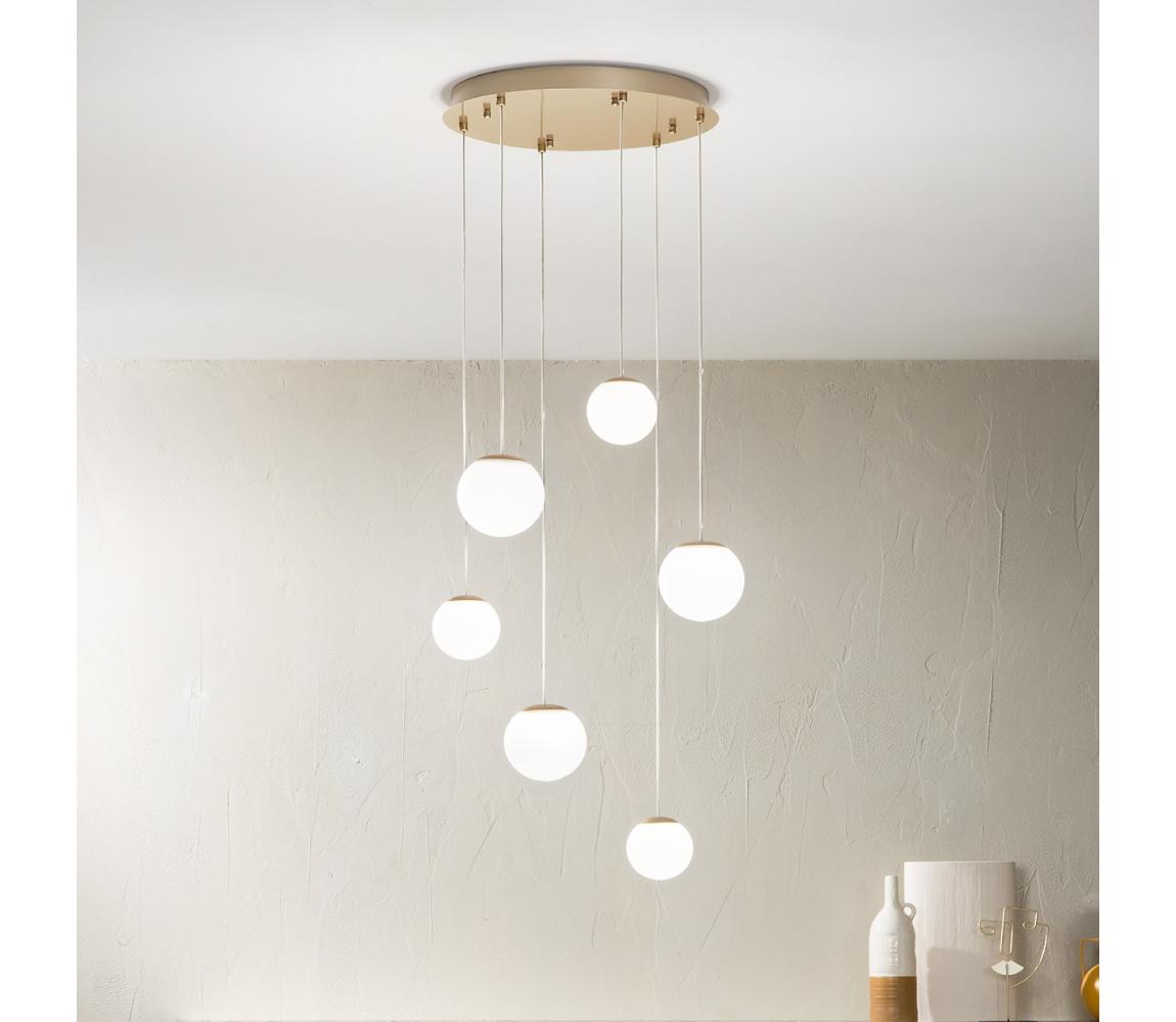 Ondaluce - LED Lustr na lanku SANTOS LED/48W/230V pr. 45 cm zlatá/bílá SO.SANTOS/6-ORO