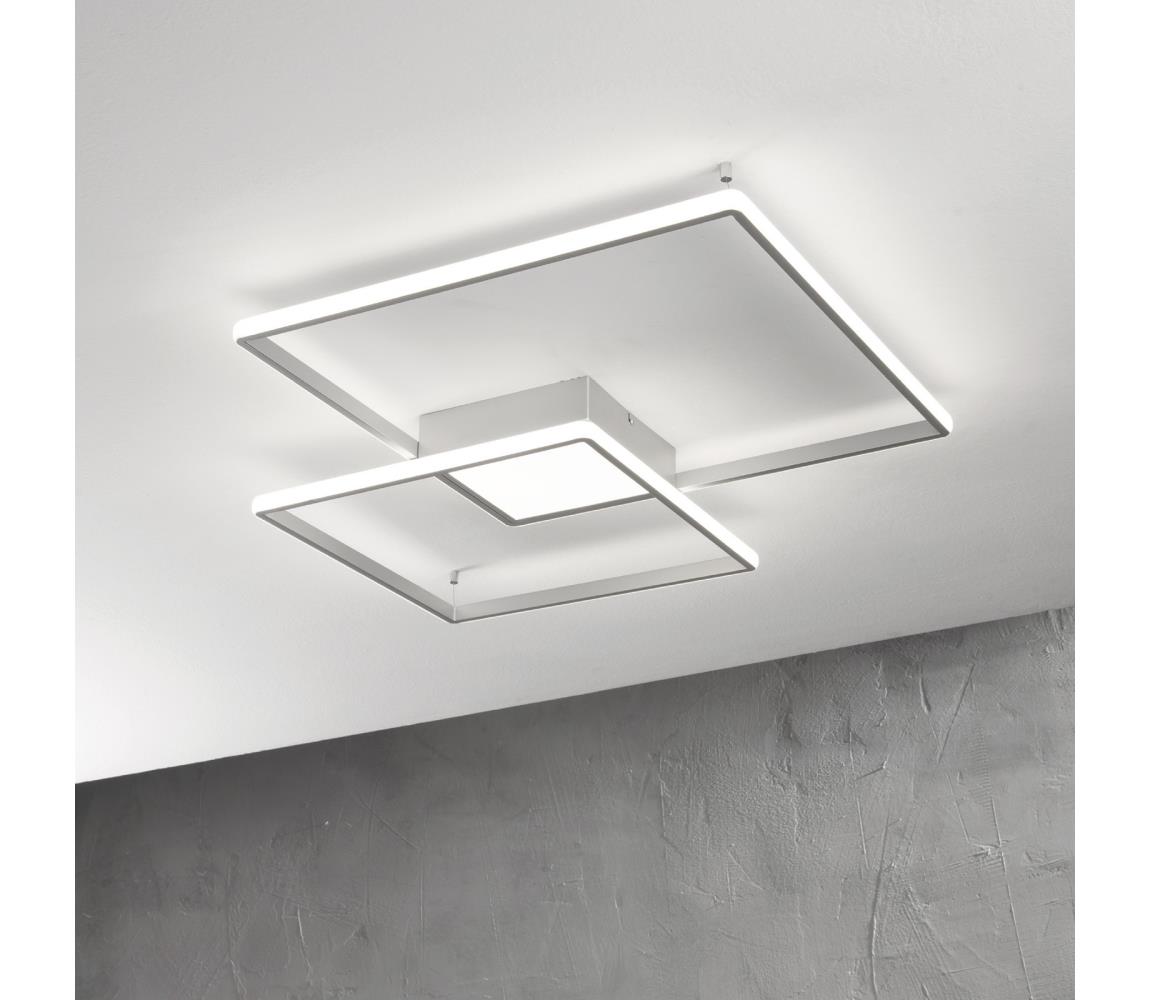 Ondaluce - LED Stmívatelné stropní svítidlo DOWEL LED/46W/230V 55x55 cm stříbrná PL.DOWEL/SILVER-PC