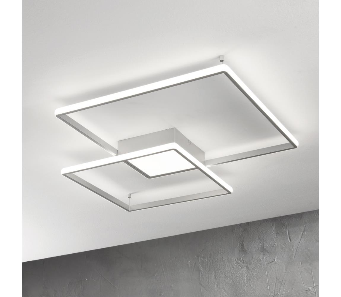Ondaluce - LED Stmívatelné stropní svítidlo DOWEL LED/60W/230V 75x75 cm stříbrná PL.DOWEL/SILVER-GR