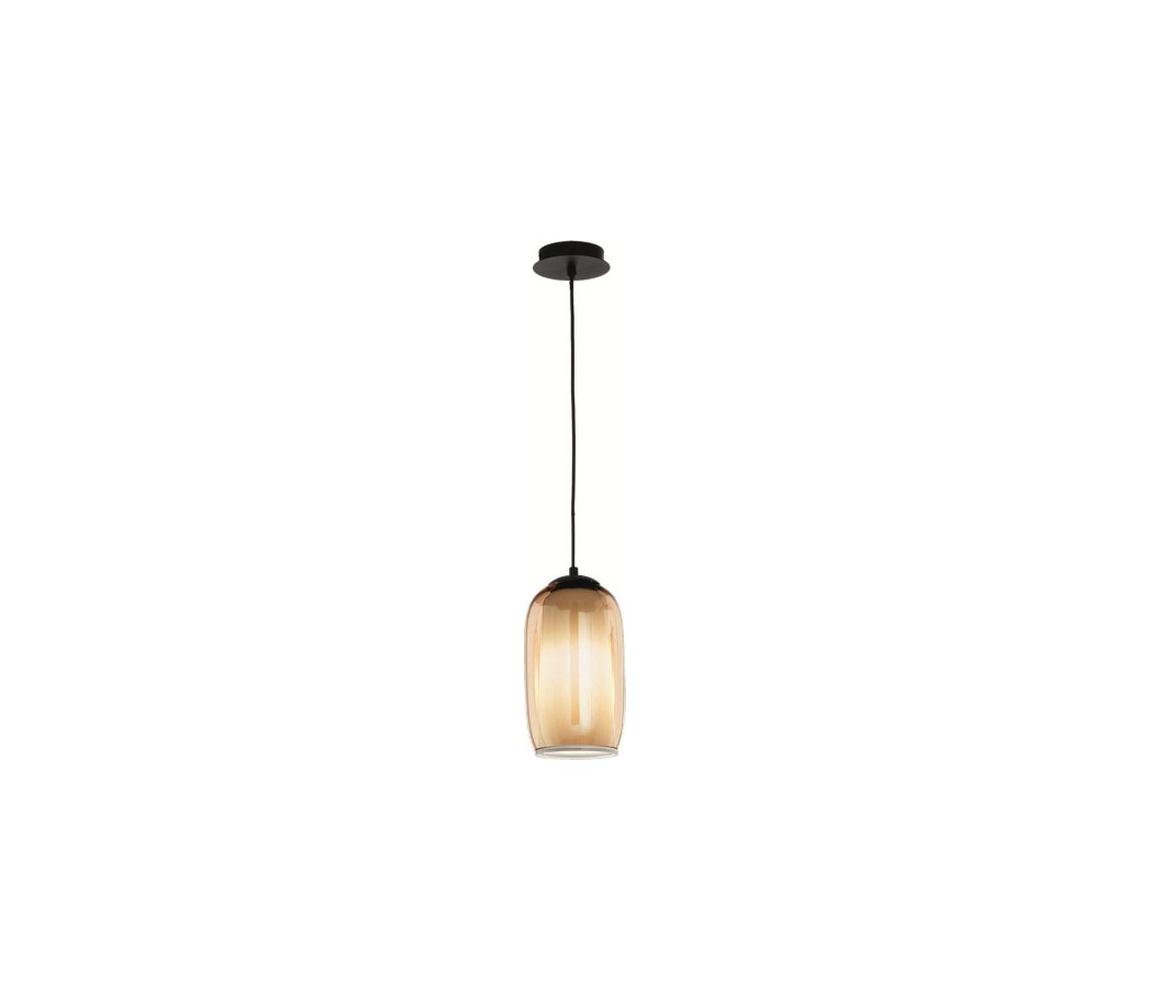 Ondaluce - Lustr na lanku BONNIE 1xE27/15W/230V pr. 15,5 cm černá/kouřová béžová SO.BONNIE/3-AMBRA