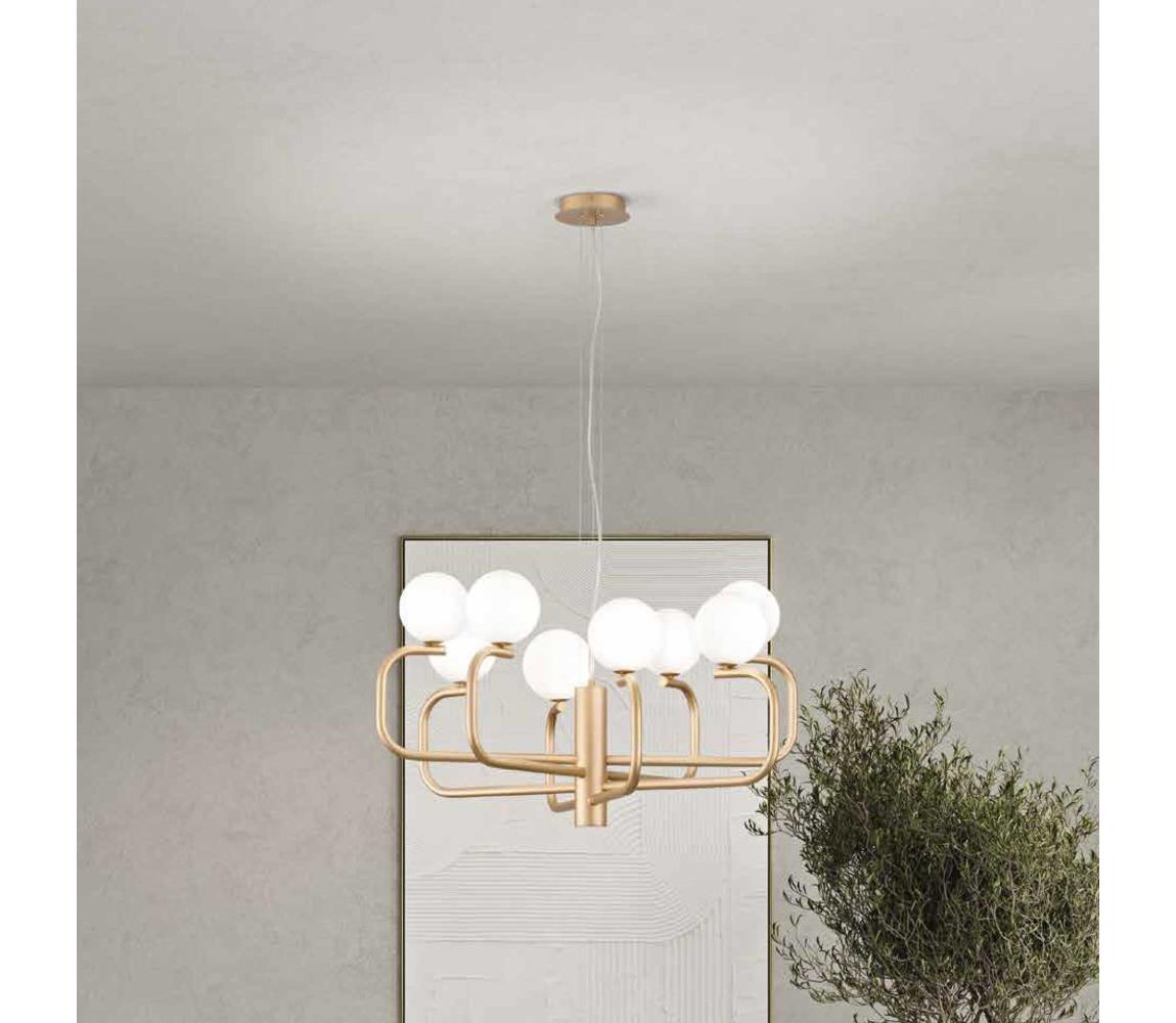 Ondaluce - Lustr na lanku JEPPY 8xG9/7W/230V pr. 78,5 cm zlatá/bílá SO.JEPPY/ORO