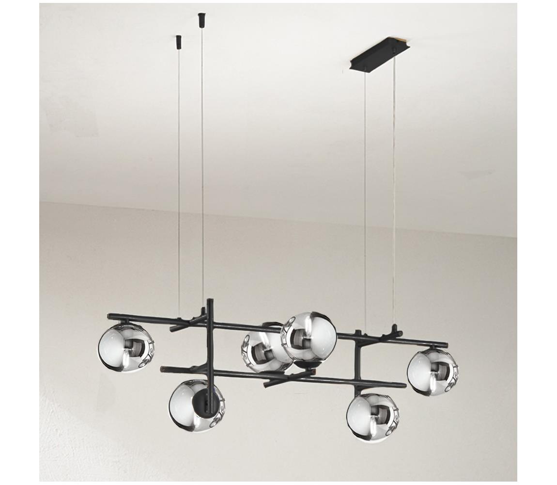Ondaluce - Lustr na lanku JEWEL 6xE14/10W/230V černá/kouřová černá SO.JEWEL/6-NERO